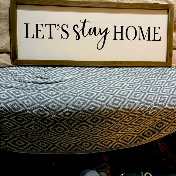 LETS  STAY HOME WALL ART.  36X14 - Picture 1 of 2